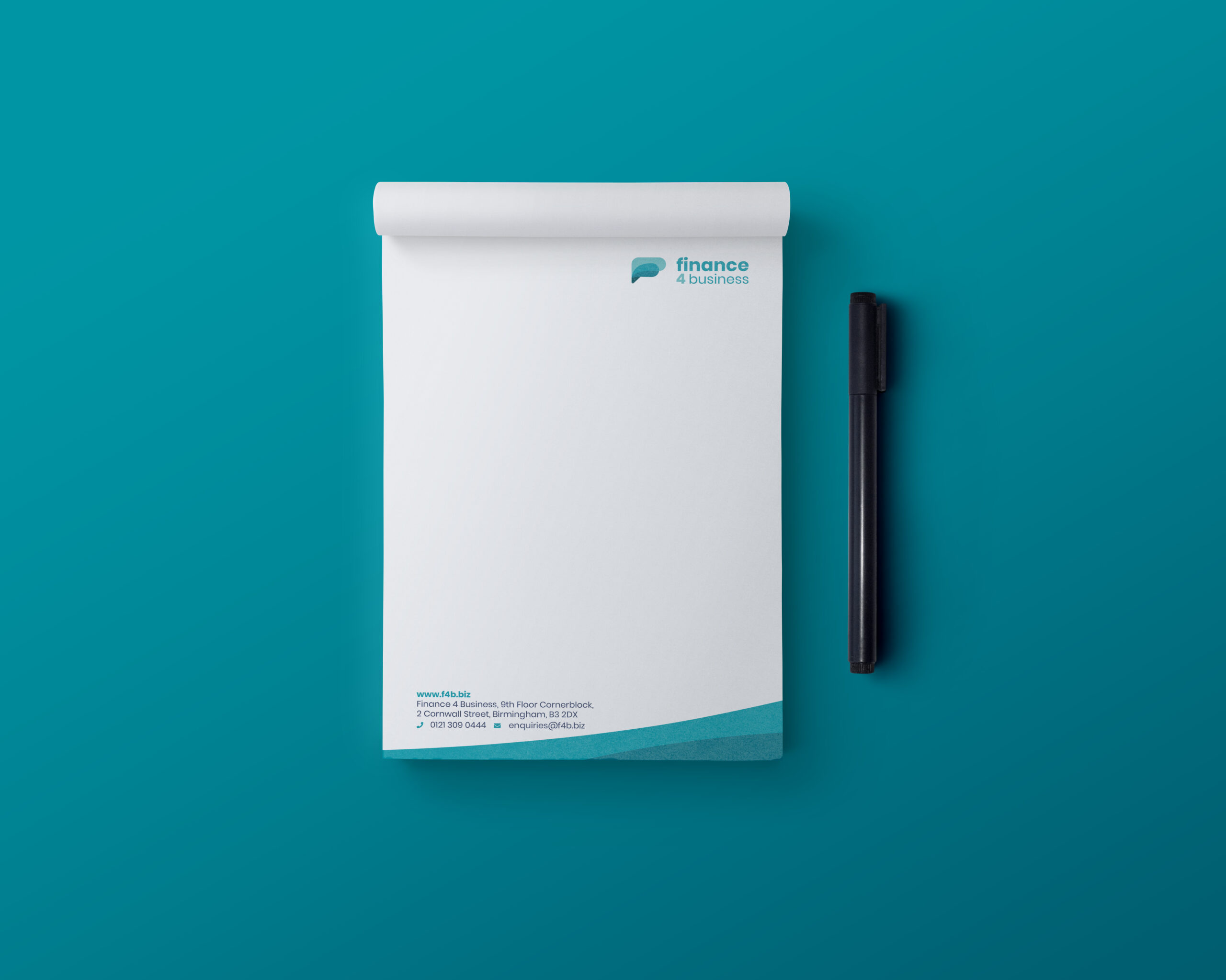 Finance For Business branded products - branded pen and notepad