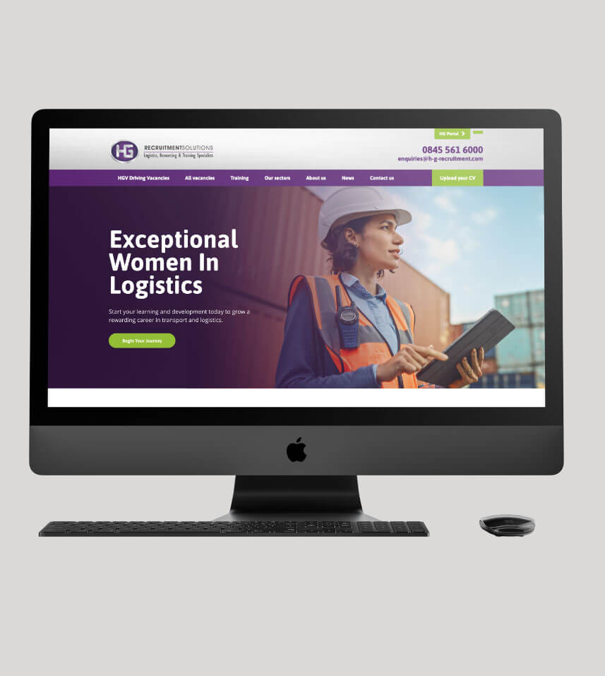 Website homepage landing page branding design for our client H&G Recruitment
