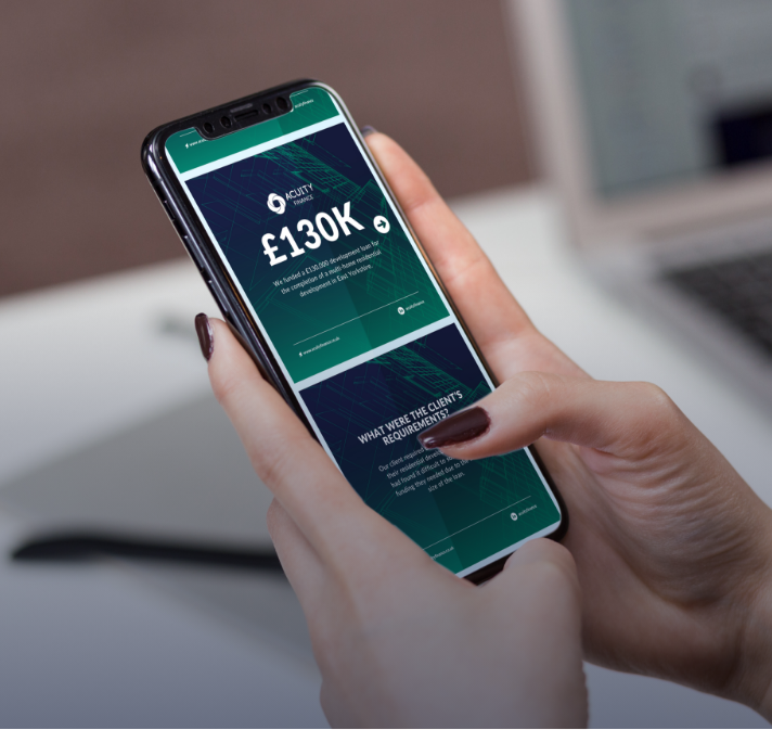 Website design for mobile showcasing Acuity Finance's products