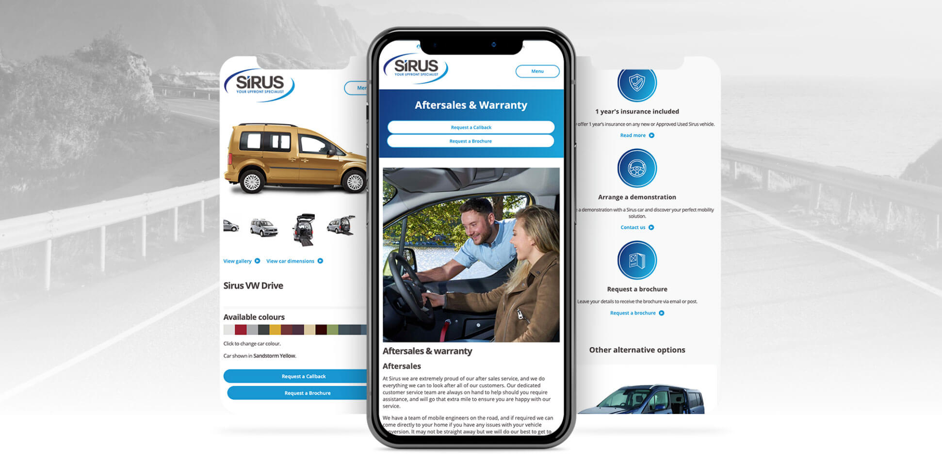 Sirus Automotive website design for mobile website platforms