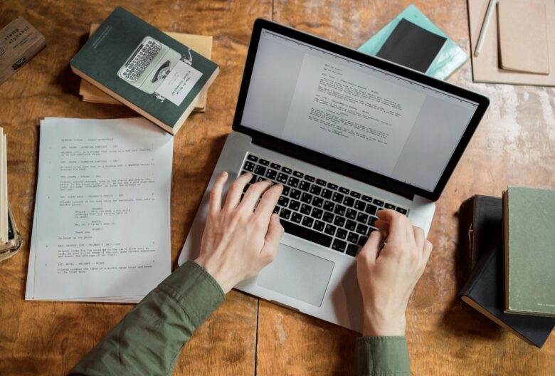 Copywriter working on a laptop